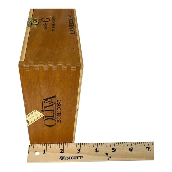 Vintage Oliva Series G Belicoso Camaroon EMPTY WOOD CIGAR BOX 7" x 5.75" x 2.5" - Picture 7 of 9
